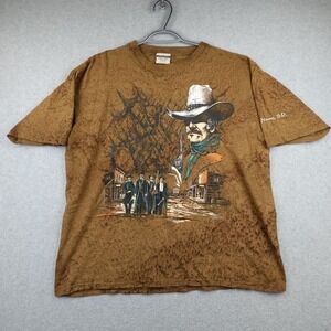 Vintage Cotton Fitz Western Cowboy Shirt Adult Large Guns Sheriff Nemo, S.D. USA